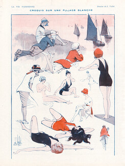 Louis Vallet 1922 Bathing Beauty, Beach, Swimwear