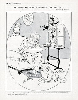 René Préjelan 1915 "Au Coeur du Front Fragment de Lettre" Dog Cat