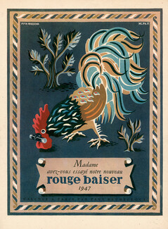 Rouge Baiser 1947 Lipstick Cockerel Rooster Fix-Masseau (L)