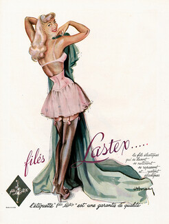 Filés Lastex (Lingerie) 1948 Corset, Stockings, Jean Hervey