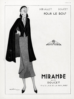 Mirande (A.M. Doucet) 1932 "Pour le Bois" Winter Cape, Baldrich