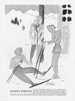 Maurice Van Moppès 1945 "Sports d'Hiver" Mendel, André Ledoux, Hermès, Skiing
