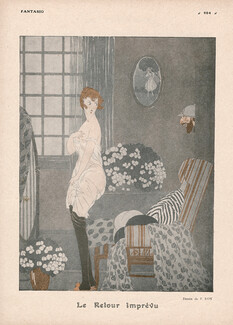 Le Retour imprévu, 1916 - F. Roy The Unexpected Return, Sexy Looking Girl