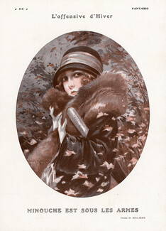 Maurice Milliere 1925 "Minouche" Winter, Portrait, Fox, Fur
