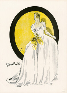 Marcelle Alix 1945 René Gruau, Evening Gown Wedding Dress