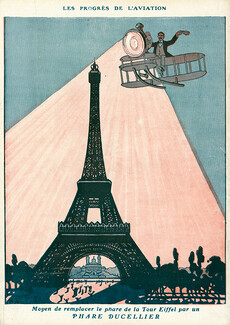 Phare Ducellier (Headlamps) 1909 "Les Progrès de l'Aviation", Eiffel Tower