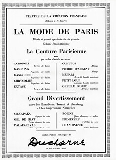 Ducharne (Fabric) 1952 La Mode de Paris