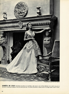 Pierre Balmain 1955 Soirées de gala, Evening Gown, Ducharne, Lesage, Photo Pottier