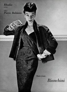 Pierre Balmain 1952 Dinner Dress, Moire irisée, Bianchini Férier, Photo Philippe Pottier