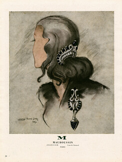 Mauboussin 1945 Hair Clip, shoulder pin, René Sim Lacaze