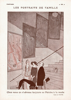 Les Portraits de Famille, 1922 - Marcel Vertès Le Peintre à la mode, Cubism, Pekingese Dog, Sighthound