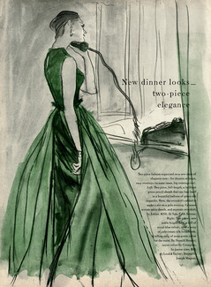 Two-piece Evening Gown by Jobère 1956 Eric, Fashion Illustration