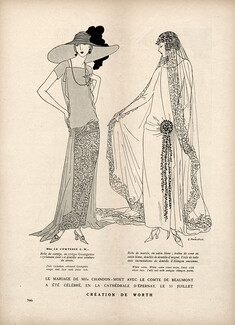 Worth 1923 Mlle Chandon-Moet & Comte de Beaumont, Robe de mariée, Marioton