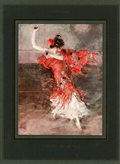 Antoine Calbet 1927 Le Châle Rouge, Gypsy, Spanish Dancer, Flamenco