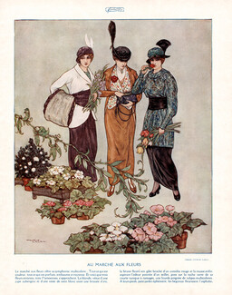Maurice Lalau 1913 Au Marché aux Fleurs... The Flower Market