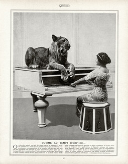 Miss Marso 1913 Lion on Piano, Orphée, Circus