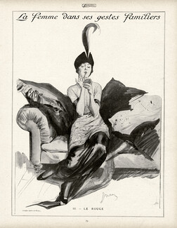 Etienne Drian 1913 "La Femme dans ses Gestes Familiers" III. Le Rouge, Making-up, Lipstick