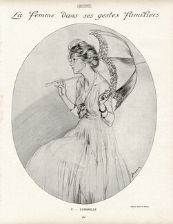 Etienne Drian 1913 "La femme dans ses gestes familiers" V. L'Ombrelle