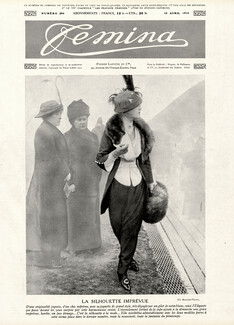 La Silhouette Imprévue 1913 Jaquette, Gilet Blanc, Jupe enroulée