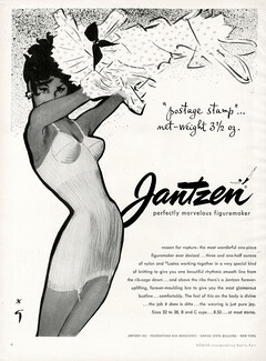1956 Ad Vintage Jantzen Postage Stamp Girdle Panty-Girdle Bra