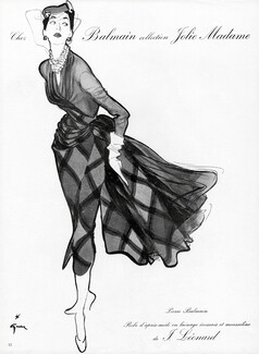Pierre Balmain 1952 René Gruau, Evening Gown, Leonard & Cie