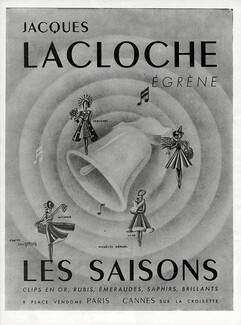 Jacques Lacloche 1945 Gold Clips Saisons, Spring, Summer, Autumn, Winter