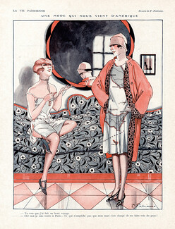 Fabiano 1926 "Une mode qui nous vient d'Amérique" Dress with a printed map of Italia, Sicilia