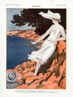 Armand Vallée 1922 ''Rêverie'' Elegant Parisienne Shoreline