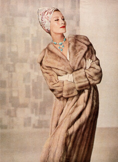 Van Cleef & Arpels 1957 Turquoise and Diamond Necklace, Fur Coat