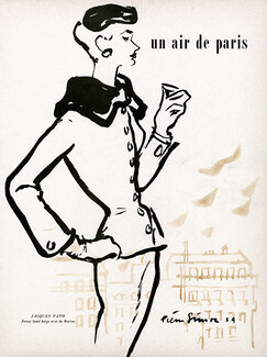 Jacques Fath 1954 Pierre Simon, Fashion Illustration