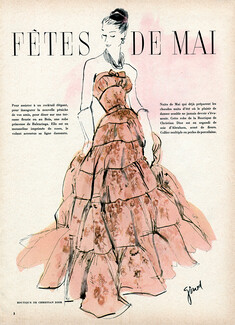 Christian Dior Boutique 1954 Evening Gown, Girod, Fashion Illustration