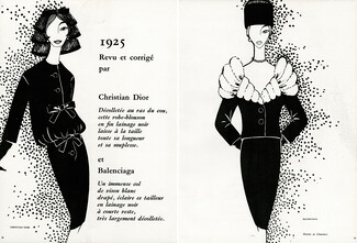 Christian Dior & Balenciaga 1957 Fashion Illustration, Chinobert