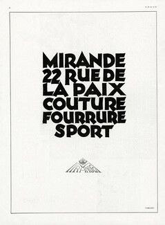 Mirande (Couture) 1929 Typography