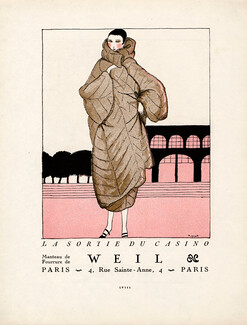 Weil (Fur clothing) 1920 ''La Sortie du Casino'' Fur Coat, La Gazette du Bon Ton, Pigeat