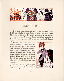 Ceintures, 1913 - Paul Méras, La Gazette Du Bon Ton, Texte par Émile Sedeyn, 4 pages