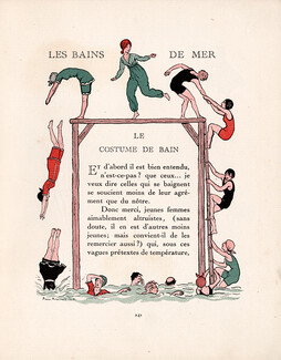 Les Bains de Mer - Le Costume de Bain, 1913 - Pierre Brissaud Gazette du Bon Ton, Swimwear, Texte par Jean Silvère, 4 pages