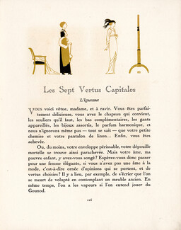 Les Sept Vertus Capitales, 1913 - Bernard Boutet de Monvel La Gazette Du Bon Ton, Texte par Marcel Boulenger, 4 pages