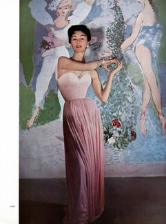 Grès 1953 Robe du soir, Mousseline de soie rose dégradée de Guillemin, Van Cleef & Arpels, Klytia, Photo Clarke