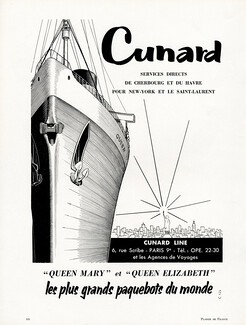 Cunard Line 1957 Queen Elizabeth Queen Mary New-York