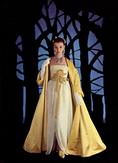 Jeanne Lanvin Castillo 1958 Manteau de Cour, Bianchini Férier, Robe de Buche, Photo Pottier