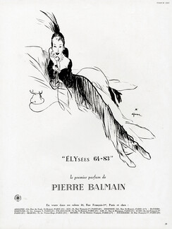 Pierre Balmain (Perfumes) 1947 René Gruau, Elysées 64-83 (version A)