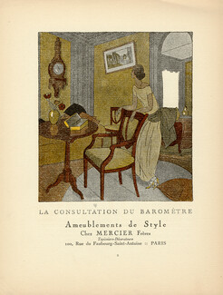 Mercier Frères 1921 "La consultation du Baromètre" Pierre Mourgue, La Gazette du Bon Ton