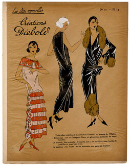 Les Idées Nouvelles de la Mode, circa 1922 Diebold, Fashion Art Deco Pochoir on Chinese Paper
