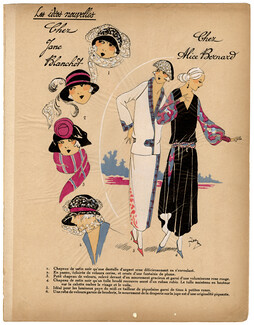 Les Idées Nouvelles de la Mode, circa 1922 Jane Blanchot, Alice Bernard, Fashion Art Deco Pochoir on Chinese Paper