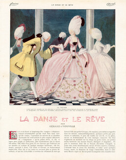 La Danse et le Rêve, 1913 - Jacques Drésa La Pavane, Le Quadrille, La Gavotte, La Valse, dancers, Partner Dance, Crinoline, Text by Gérard d'Houville, 4 pages