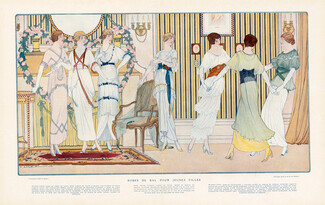 Victor Lhuer 1913 Robes de Bal pour Jeunes Filles, Elegant Parisiennes, dancing