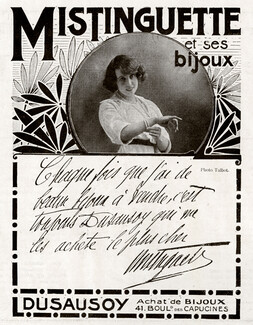 Dusausoy 1913 Mistinguett et ses bijoux