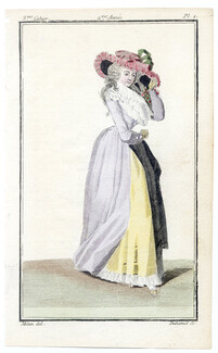 Magasin des Modes Nouvelles Françoises et Angloises 1786 cahier n°3, plate n°1, Mitan, Closed Gown