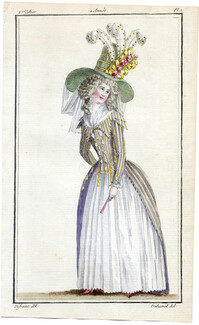 Magasin des Modes Nouvelles 1787 cahier n°27, plate n°1, Defraine, 18th Century Dress