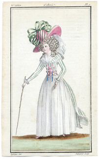 Magasin des Modes Nouvelles 1787 cahier n°31, plate n°1, Defraine, 18th Century Dress